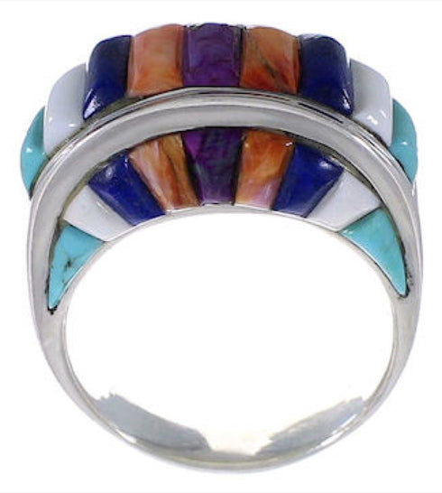 Southwest Jewelry Multicolor Sterling Silver Ring Size 9-1/2 AX37450